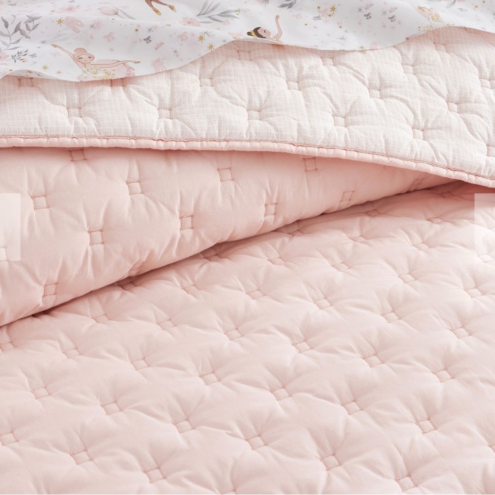 Pottery Barn Kids Pink Square Stitch EURO Quilted Sham - Picture 5 of 8